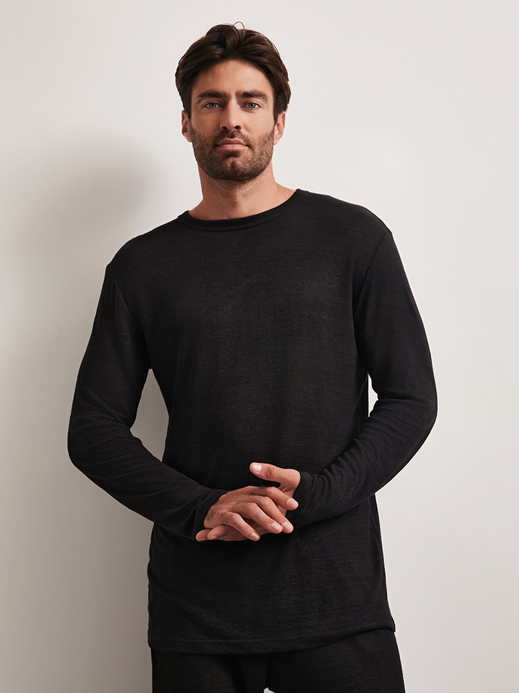 Мужская чёрная пижама из 100% конопли Uzor Wear
